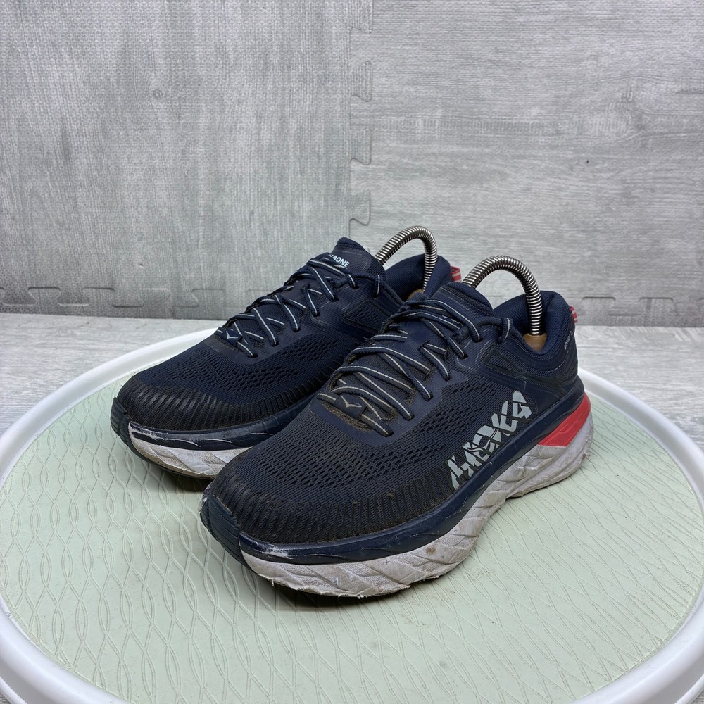 Hoka One One Bondi 7‎ Mens 7.5 Blue Black Red Running Shoes 1110519 BIBBL